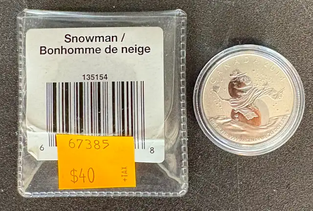 1/4oz .999 Fine Silver 2014 Snowman Coin