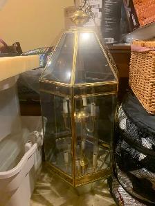 Free heavy brass n glass ceiling light
