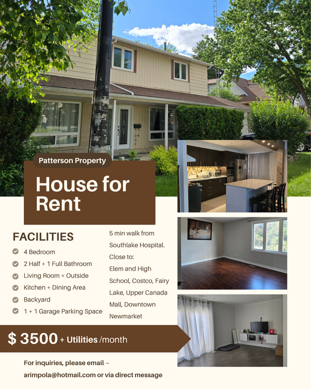 House for Rent - Patterson Street Newmarket $3500   utilities