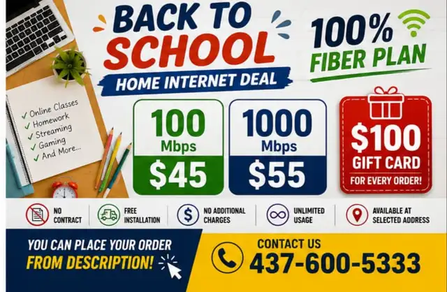 BACK TO SCHOOL HOME INTERNET DEAL – 100% PURE & RELIABLE FIBRE