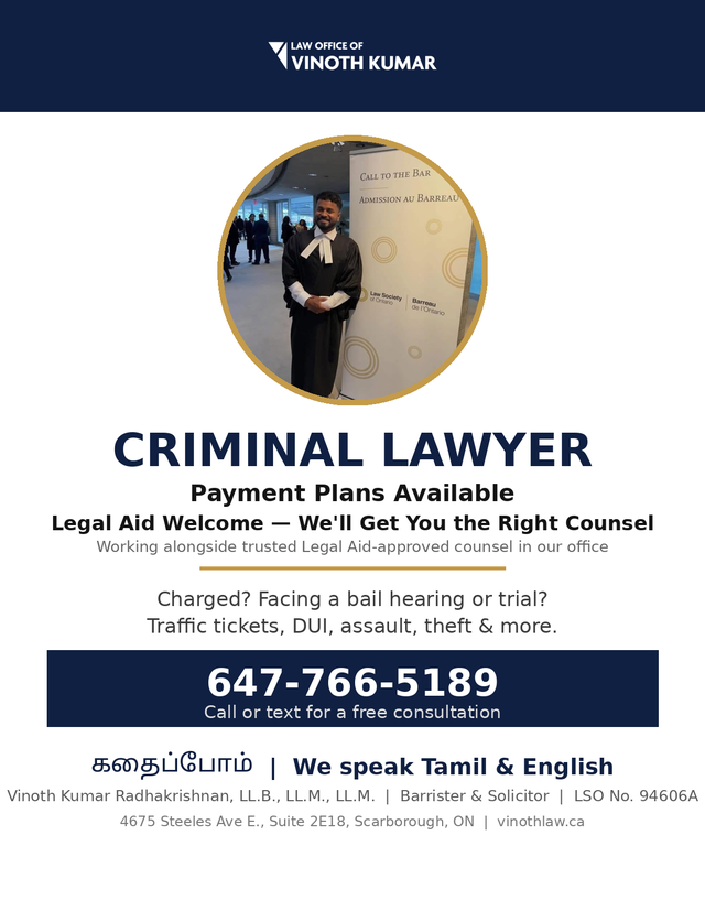 Criminal Lawyer:Payment Plan : Legal Aid Referrals:647-766-5189