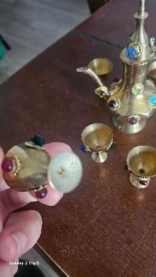 Ensemble miniature Théière avec mini verres  en brass/laiton - Photo 7