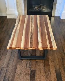 Live-Edge Wood Strip Coffee Table — Black Metal Base — $200 - Photo 4