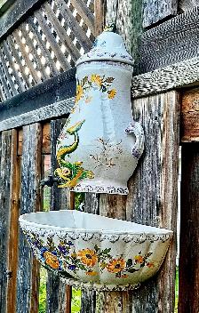 Antique Ceramic Majolica Fountain Lavabos - Photo 3