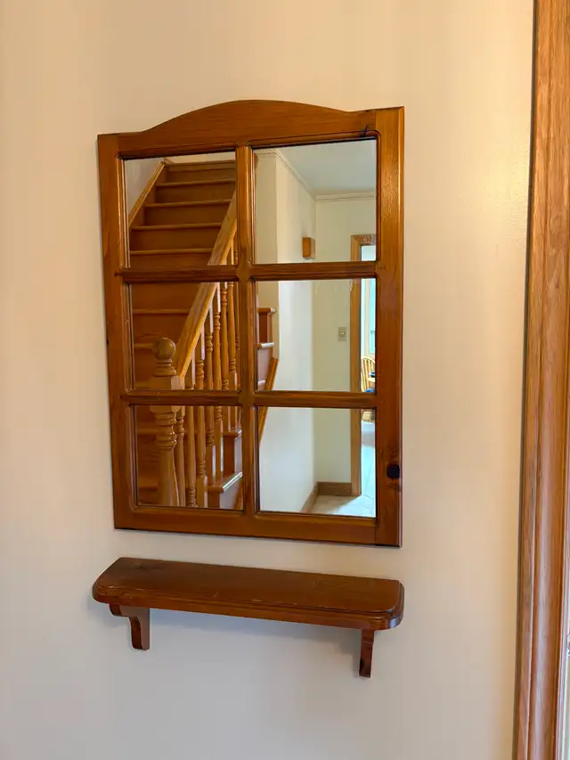Pine Framed Mirror with Shelf