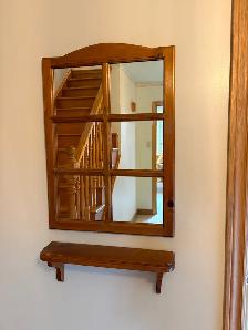 Pine Framed Mirror with Shelf