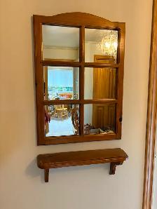 Pine Framed Mirror with Shelf - Photo 6