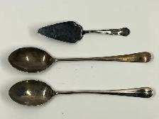Silver Plated Serving Spoons and Cake Server