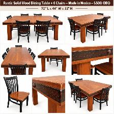 Rustic wood- made in Mexico- dining table & 6 chairs(NBFORD