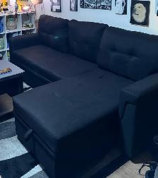 86' Upholstered Pull-Out Sofa Bed With Storage Area