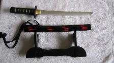 JAPANESE TANTO SWORD WITH SCABBARD ON DISPLAY STAND - Photo 8