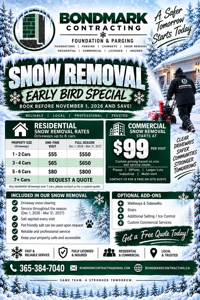 early bird sale snow removal