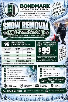 early bird sale snow removal