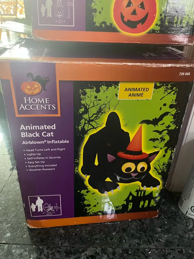 Halloween LED Inflatable 4ft H X6Ft W, BLACK CAT