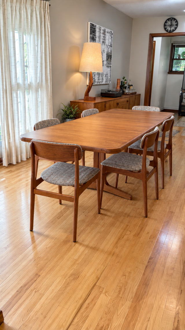 Mid century modern. TEAK TECK. Dining room set. VERY LARGE table