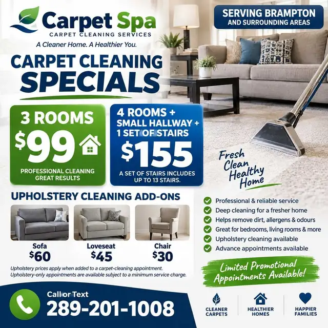 THIS WEEK ONLY! 3 Rooms Carpet Cleaning $99