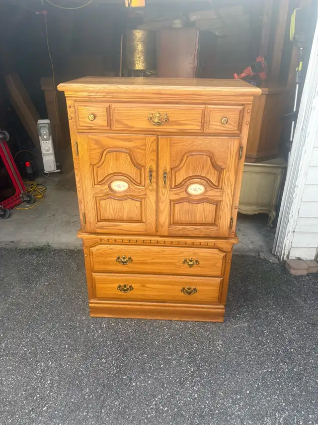 Free delivery used Solid Oak Armoire Dresser