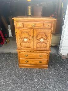Free delivery used Solid Oak Armoire Dresser