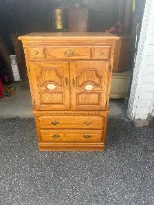 Free delivery used Solid Oak Armoire Dresser - Photo 2