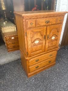 Free delivery used Solid Oak Armoire Dresser - Photo 5