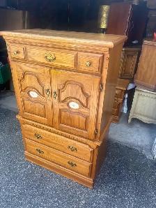 Free delivery used Solid Oak Armoire Dresser - Photo 6