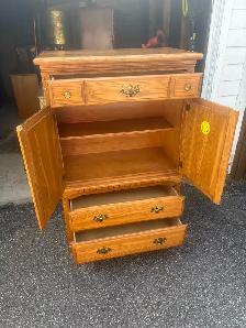 Free delivery used Solid Oak Armoire Dresser - Photo 7