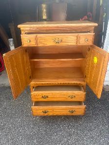 Free delivery used Solid Oak Armoire Dresser - Photo 8