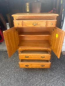Free delivery used Solid Oak Armoire Dresser - Photo 9