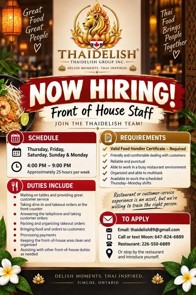 Thaidelish Front of House Staff