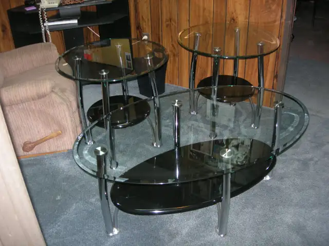 Glass 3 Piece Table Set