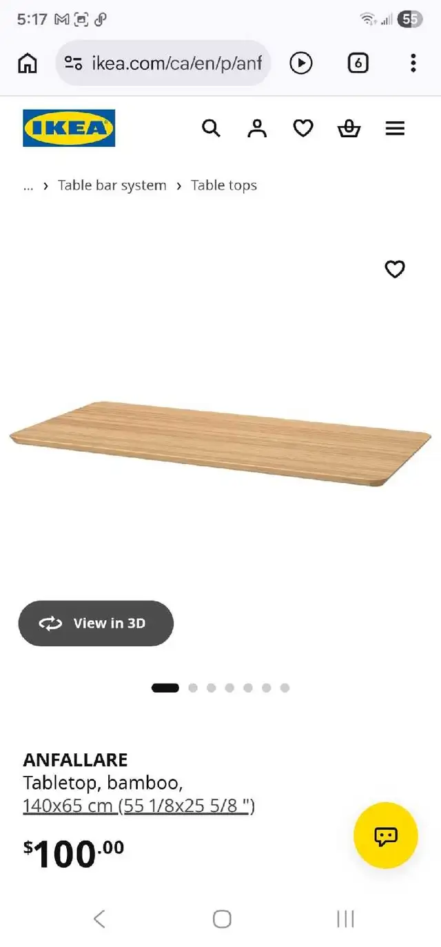 IKEA Anfallare Tabletop Bamboo