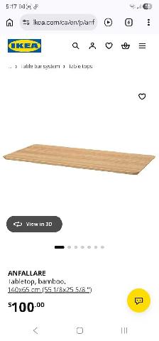 IKEA Anfallare Tabletop Bamboo