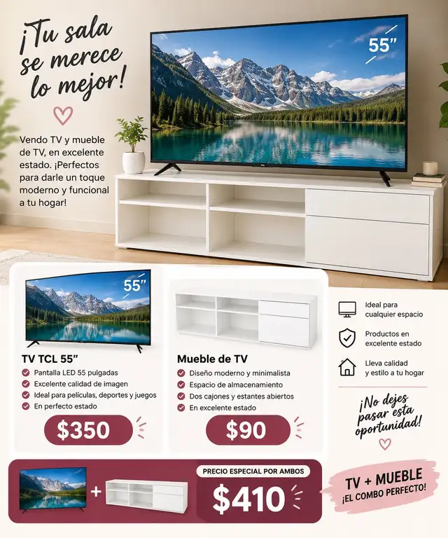 TCL 55" QLED 4K Smart TV   IKEA TV Bench