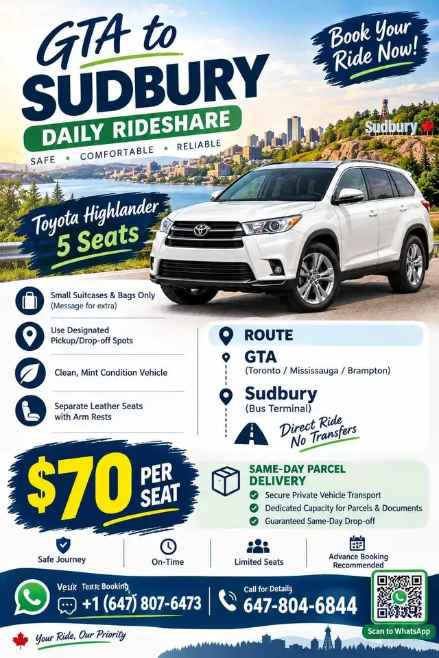 hamilton to sudbury rideshare