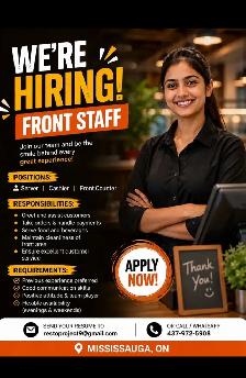 we are hiring front staff