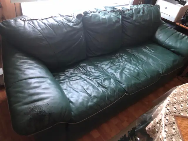 Leather Coach and two chairs