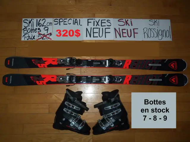 Kit plusieurs ensembles ski alpin twin tip titanium 160 165 cm