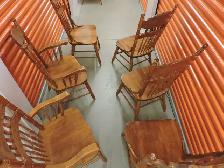 6 Chaises antique en chêne avec gravures. - Photo 5