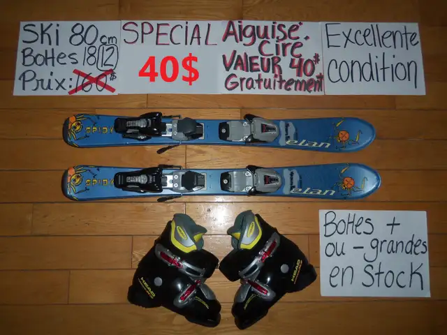 Ensembles kits ski alpin et twin tip 80 93 100 110 cm