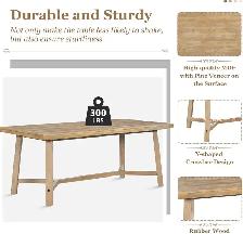 5-Piece Retro Farmhouse Style Dining Table Set(Natural Wood Wash - Photo 5