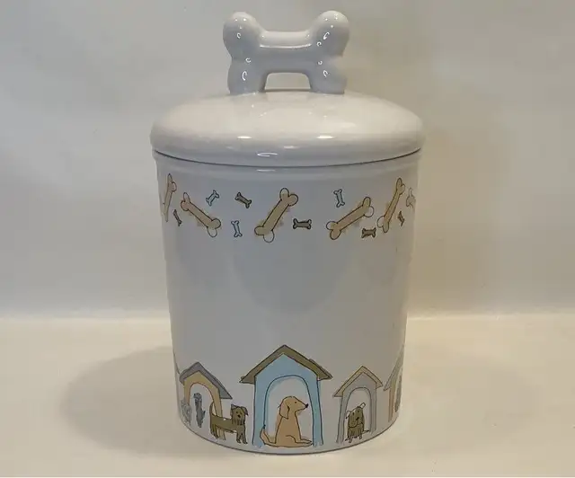 Ceramic Dog Treat Jar with Bone Handle