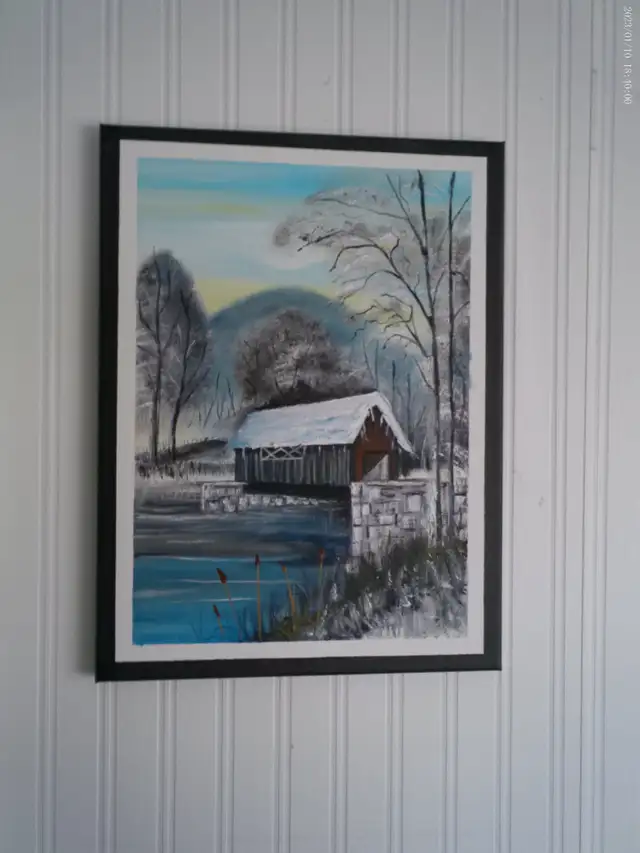 OLD covered bridge  ,,,,,12x16 inches $30.00