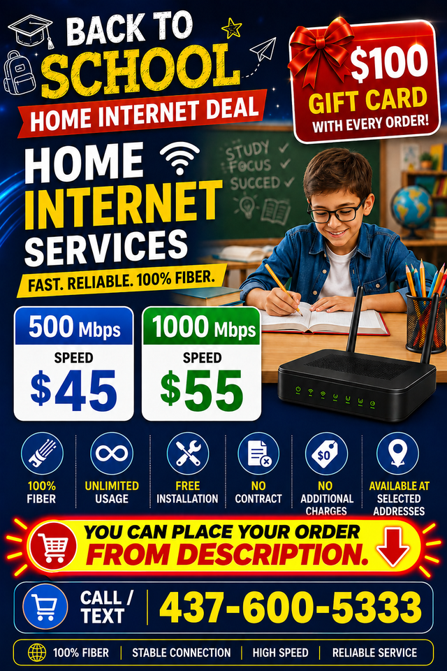 Fiber Home Internet | Unlimited 'Back to School'