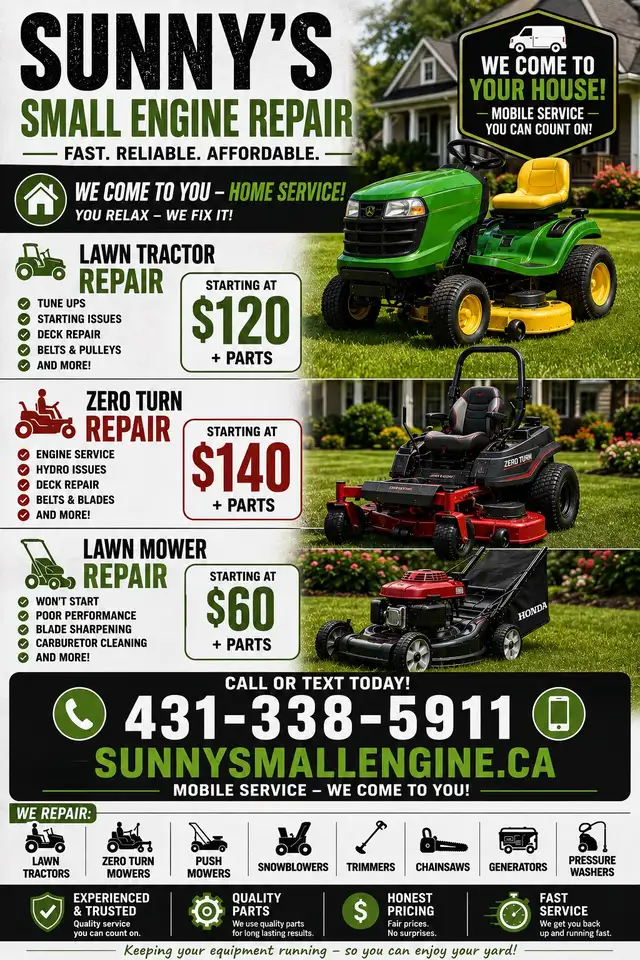 mobile Lawntractor/Lawnmower Repair