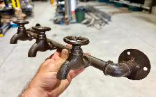 Industrial-Style Cast Iron Wall Hook (w Three Faucet Spigots)