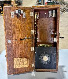 Antique Oak Wood Wall-Mounted Telephone (w Rotary Operation) - Photo 3