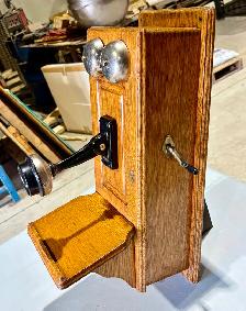 Antique Oak Wood Wall-Mounted Telephone (w Rotary Operation) - Photo 4