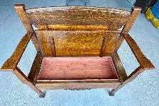 Antique Quarter-Sawn Oak Arts & Crafts Style Deacon's Bench - Photo 3