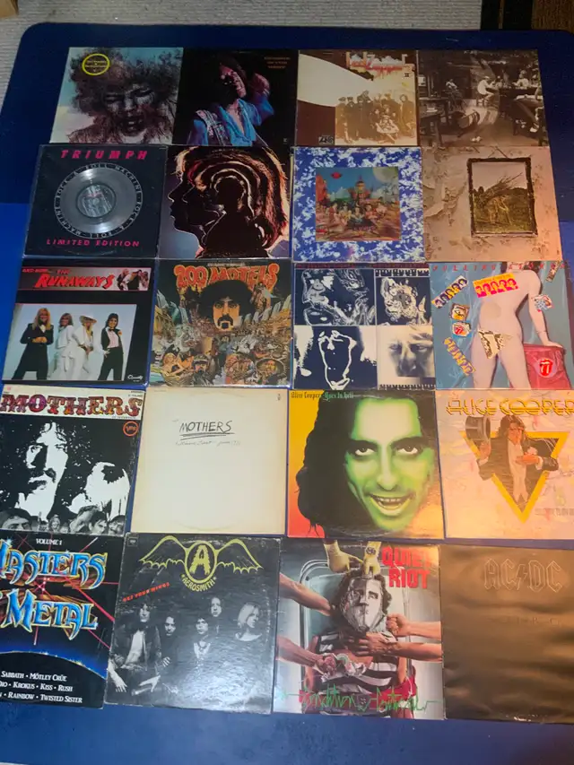 Record collection vintage vinyl records. Metal, rock, punk, more