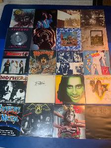 Record collection vintage vinyl records. Metal, rock, punk, more